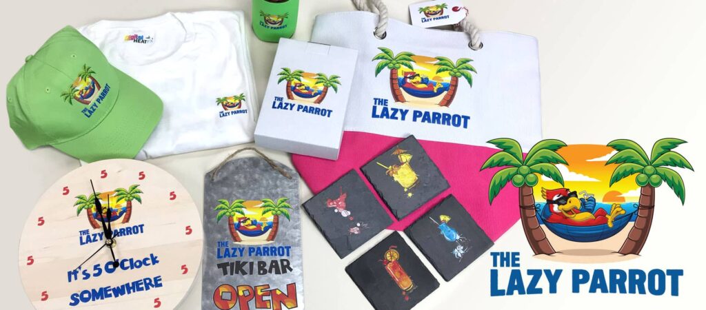 Lazy Parrot decorated promotional products