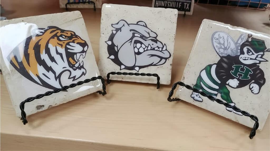 Mascots printed on coasters